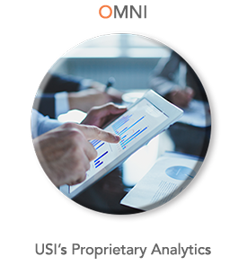 man viewing tablet with graphs and charts